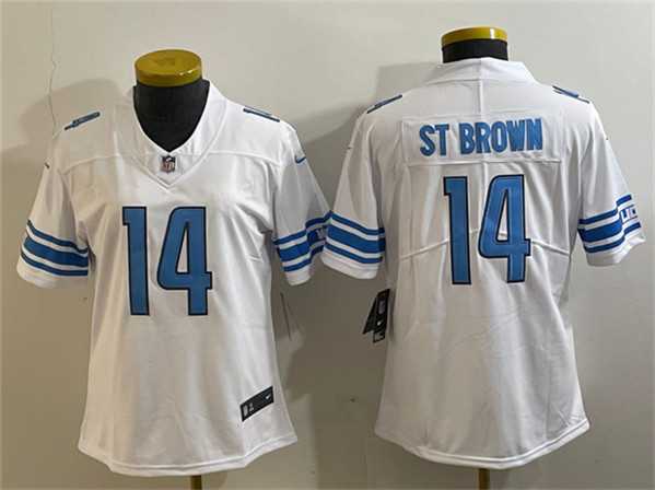 Women%27s Detroit Lions #14 Amon-Ra St. Brown White Vapor Limited Stitched Football Jersey(Run Smaller)